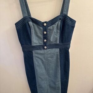 VENUS Two-Tone Blue Denim Overalls